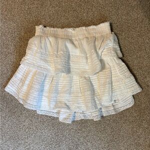 Aerie Ruffle White Mini Skirt Size M
